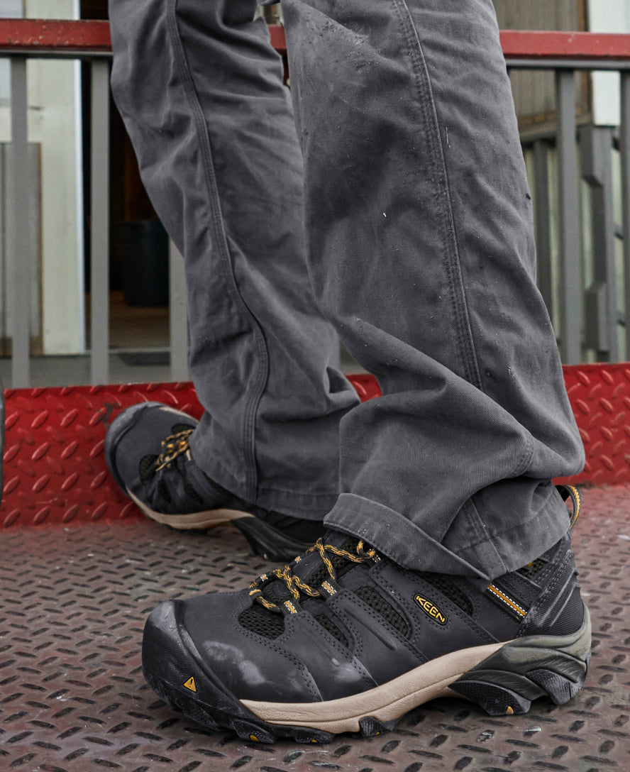 Men's Lansing Mid Waterproof (Steel Toe) Raven/Tawny Olive | Keen