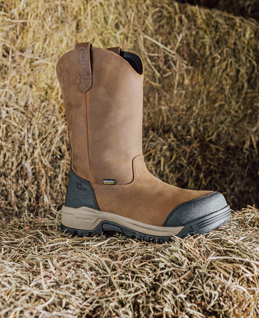 Women's Evanston Pull-On Waterproof Boot (Carbon Toe) Bison/Black | Keen