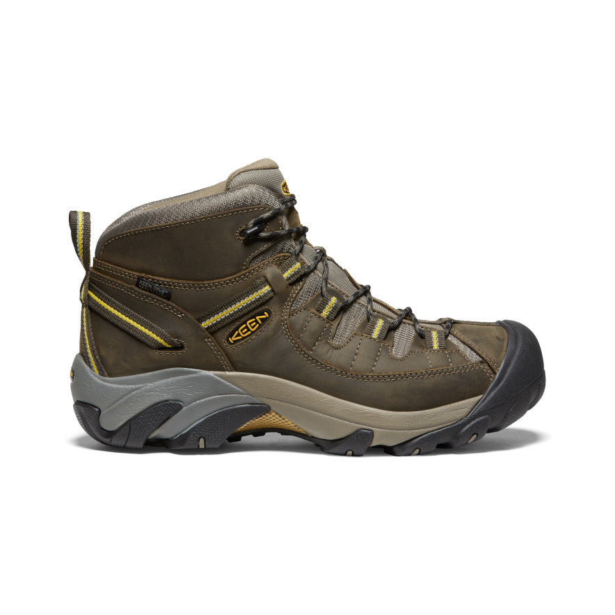 Men's Targhee II Mid Waterproof Hiking Boots Black Olive/Yellow | Keen
