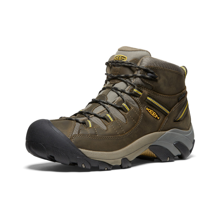 Men's Targhee II Mid Waterproof Hiking Boots Black Olive/Yellow | Keen