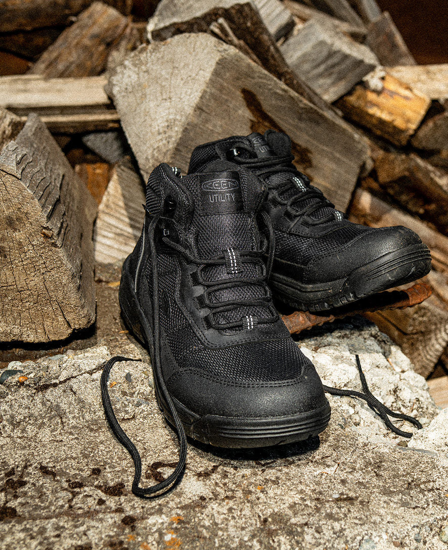 Men's Skokie Waterproof Work Boot (Soft Toe) Black/Black | Keen
