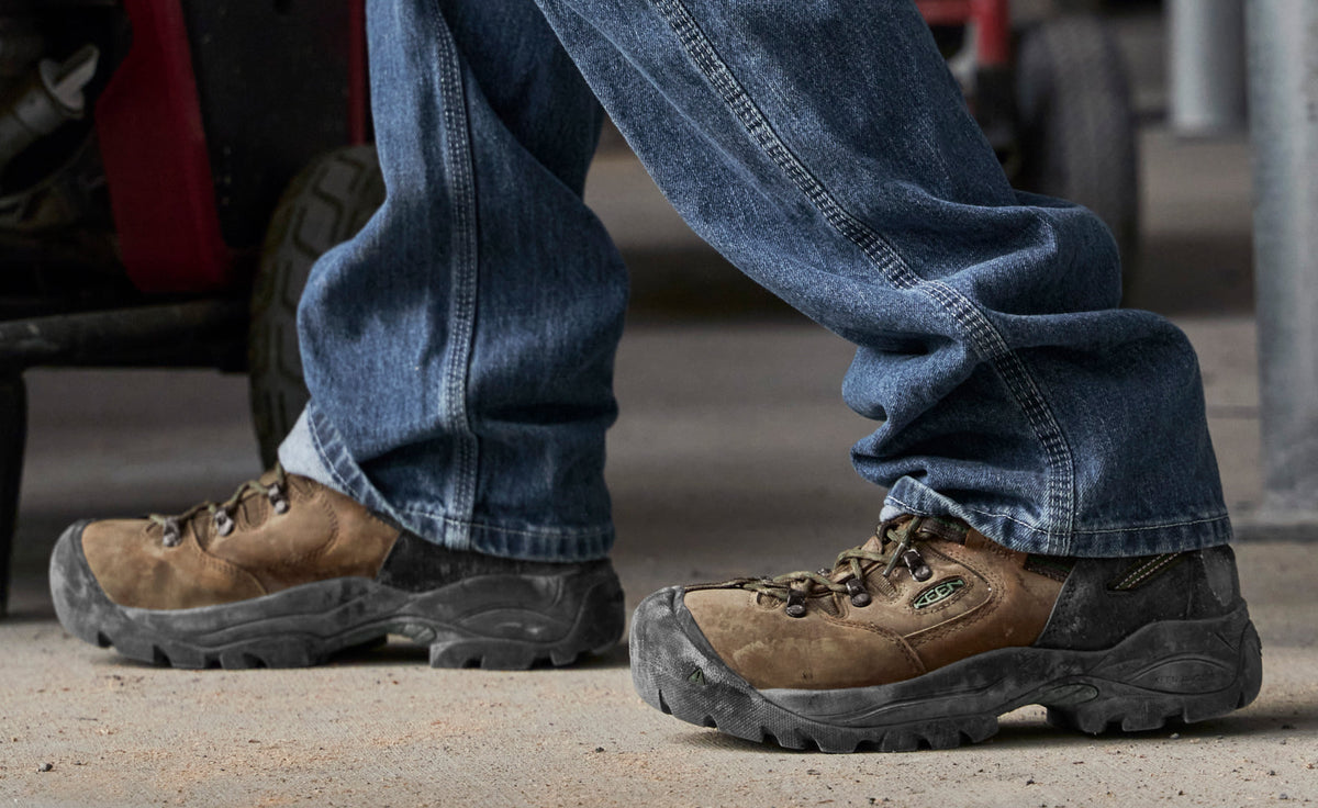 Men's Pittsburgh Energy 6" Waterproof Boot (Soft Toe) Cascade Brown/Greener Pastures | Keen