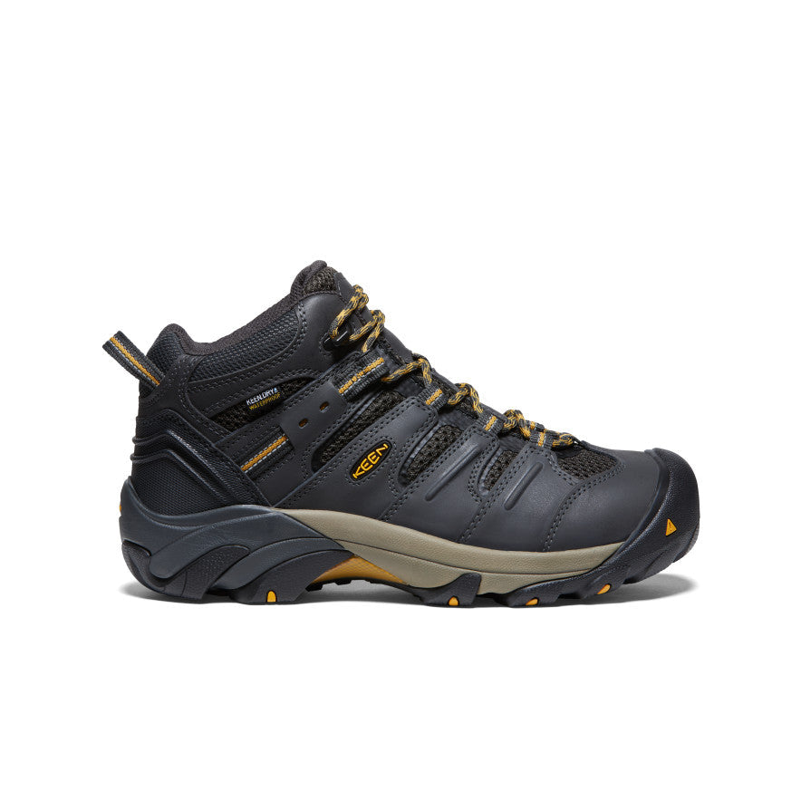 Men's Lansing Mid Waterproof (Steel Toe) Raven/Tawny Olive | Keen