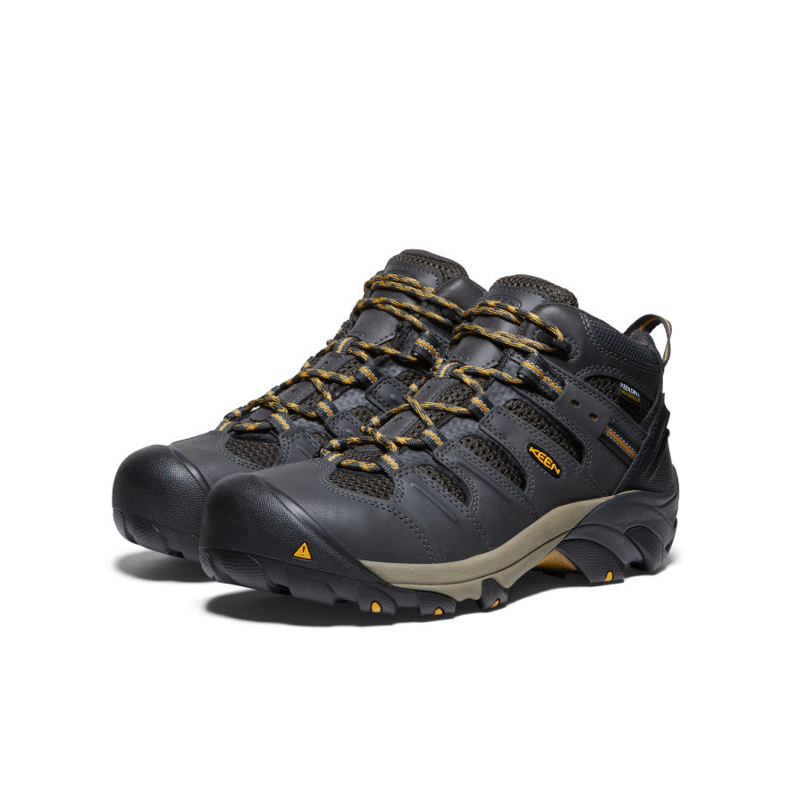 Men's Lansing Mid Waterproof (Steel Toe) Raven/Tawny Olive | Keen