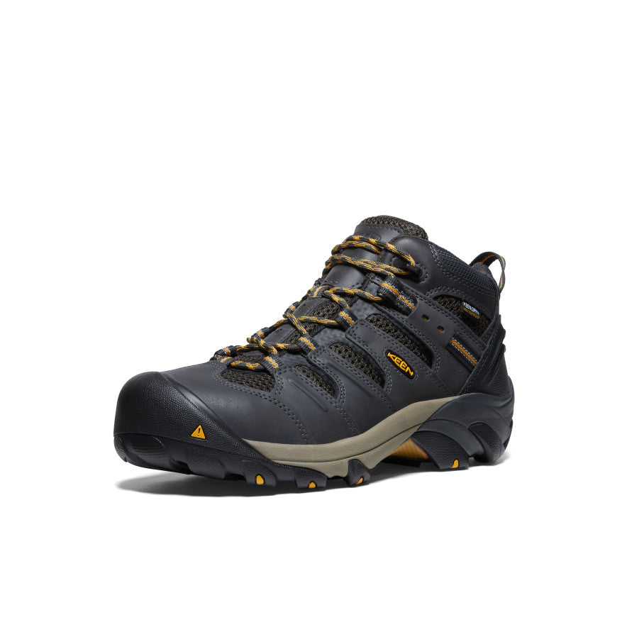 Men's Lansing Mid Waterproof (Steel Toe) Raven/Tawny Olive | Keen