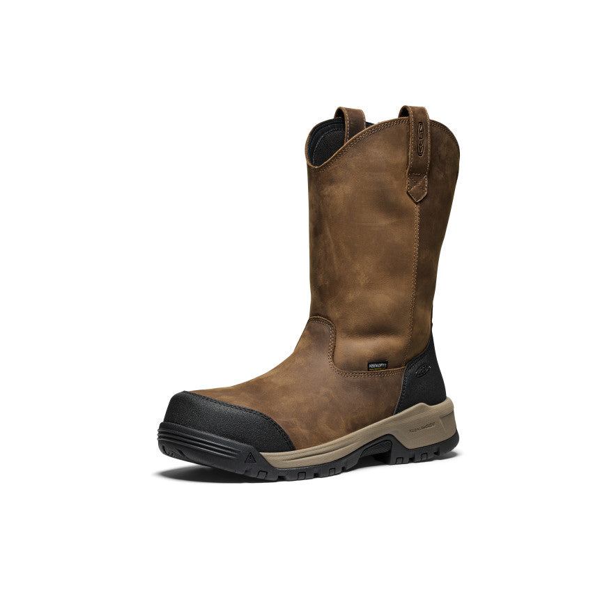 Men's Evanston Pull-On Waterproof Boot (Carbon Toe) Bison/Black | Keen