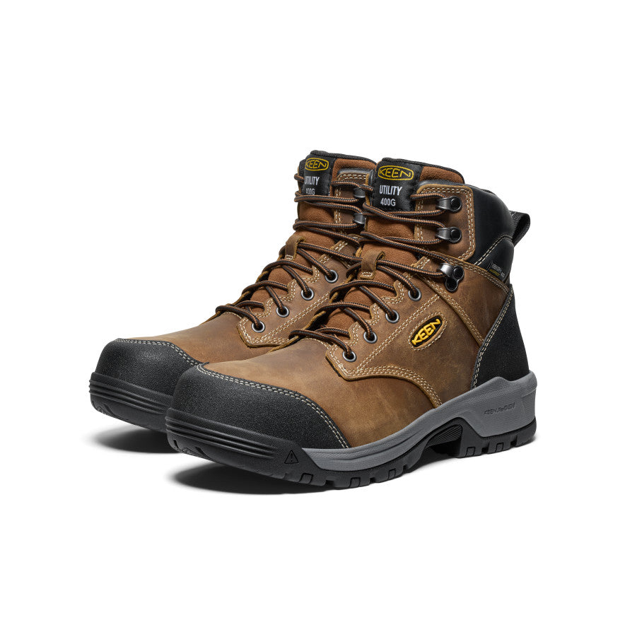 Men's Evanston 6" Insulated Waterproof Boot (Carbon Toe) Bison/Black | Keen