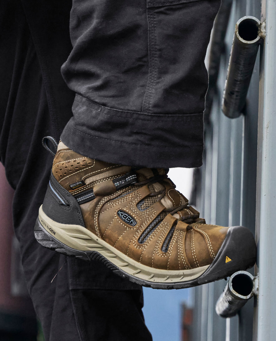 Men's Flint II Waterproof Boot (Steel Toe) Cascade Brown/Orion Blue | Keen