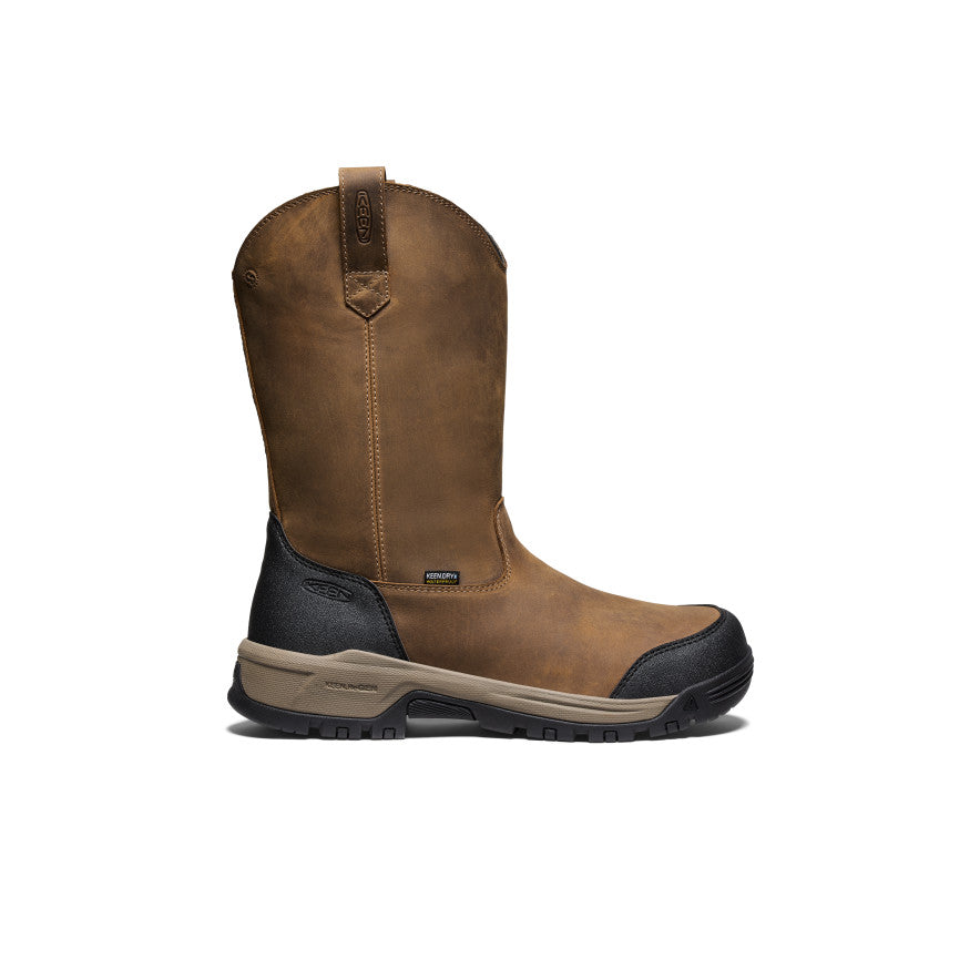 Men's Evanston Pull-On Waterproof Boot (Soft Toe) Bison/Black | Keen