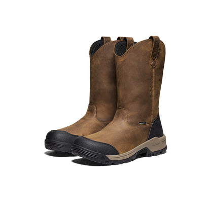 Men's Evanston Pull-On Waterproof Boot (Soft Toe) Bison/Black | Keen