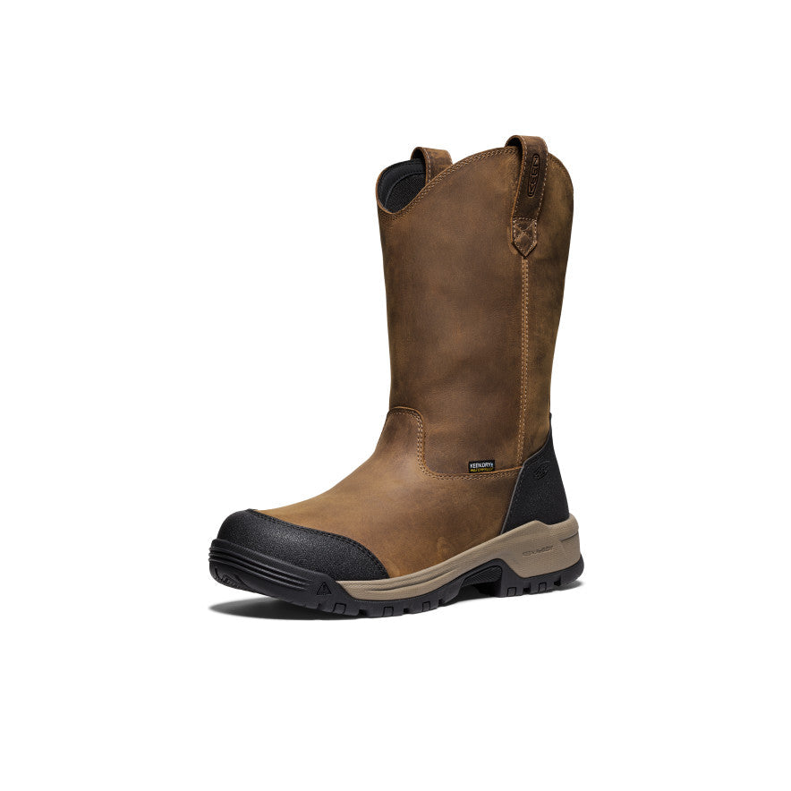 Men's Evanston Pull-On Waterproof Boot (Soft Toe) Bison/Black | Keen