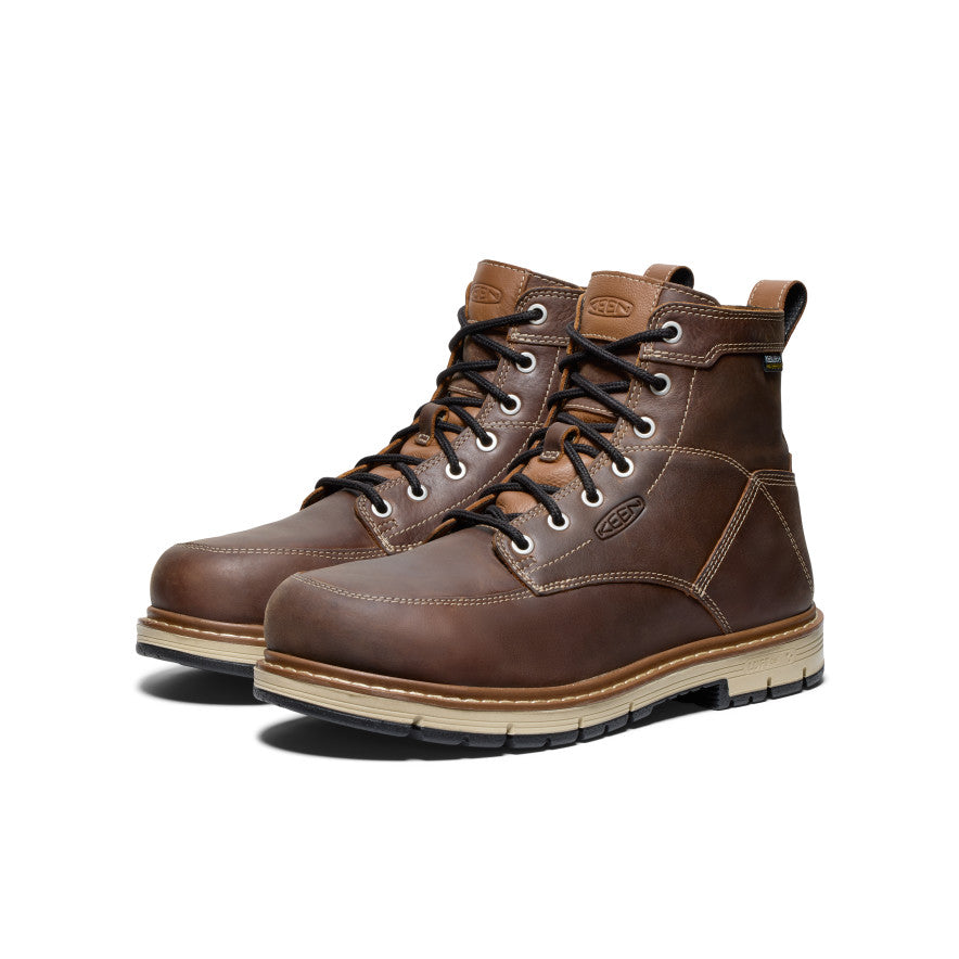 Men's San Jose 6" Waterproof 90° Heel Boot (Aluminum Toe) Bison/Black | Keen