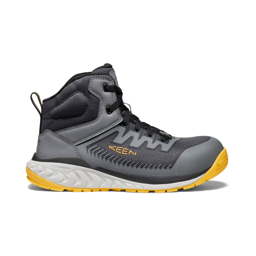 Men's Arvada Mid Work Sneaker (Carbon Toe) Black/Keen Yellow | Keen