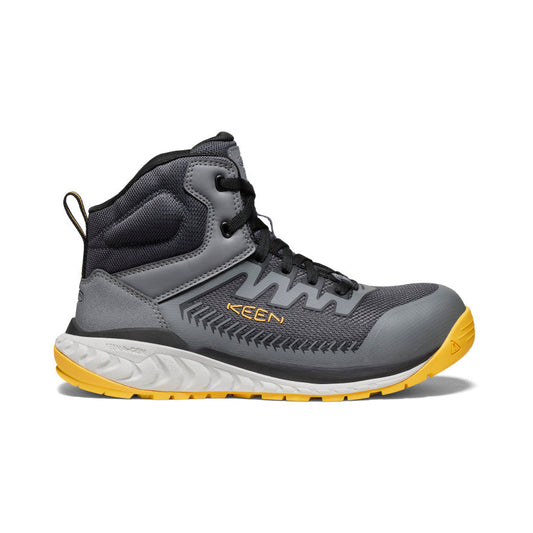 Men's Arvada Mid Work Sneaker (Carbon Toe) Black/Keen Yellow | Keen