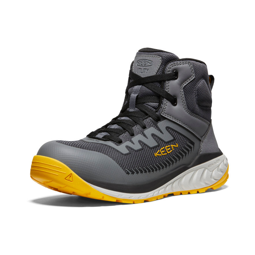 Men's Arvada Mid Work Sneaker (Carbon Toe) Black/Keen Yellow | Keen