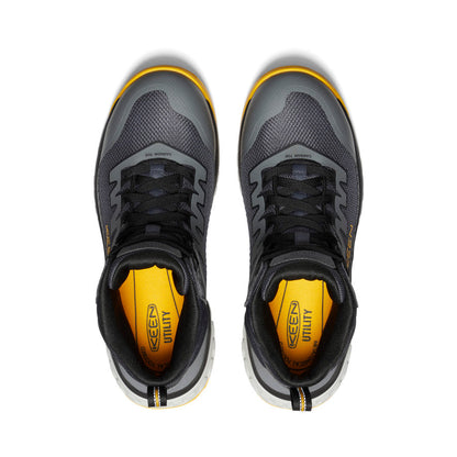Men's Arvada Mid Work Sneaker (Carbon Toe) Black/Keen Yellow | Keen