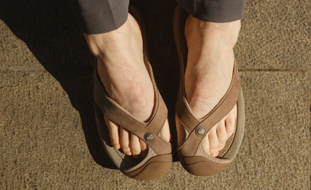 Men's Waimea Leather Flip-Flop Java/Plaza Taupe | Keen
