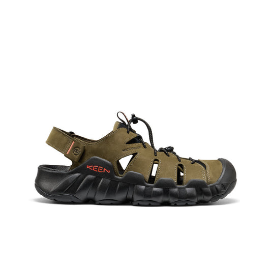 Men's Hyperport Fisherman Leather Sandal Dark Olive/Black | Keen