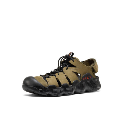 Men's Hyperport Fisherman Leather Sandal Dark Olive/Black | Keen
