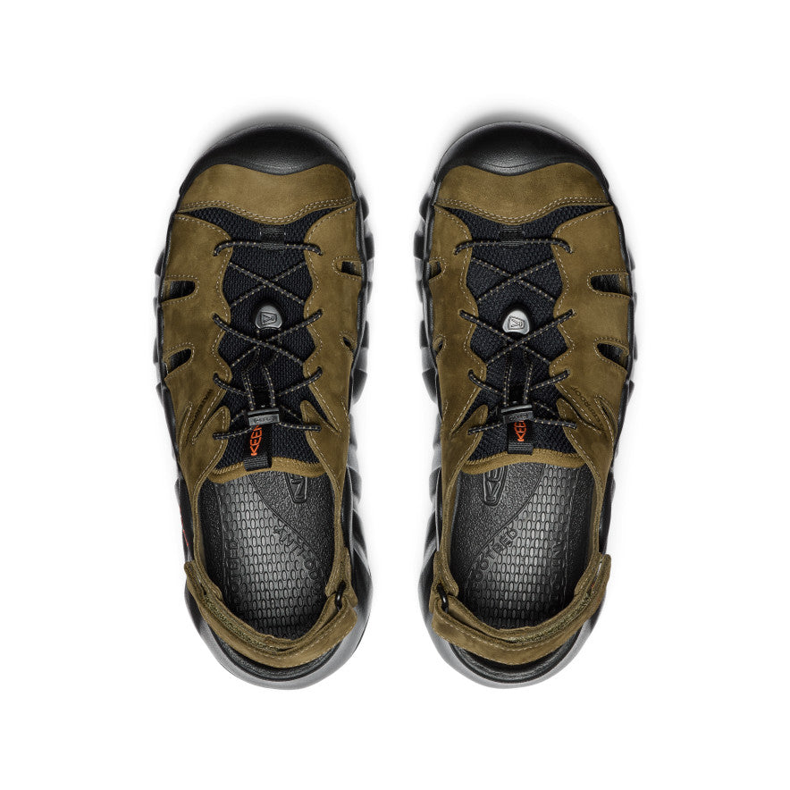 Men's Hyperport Fisherman Leather Sandal Dark Olive/Black | Keen