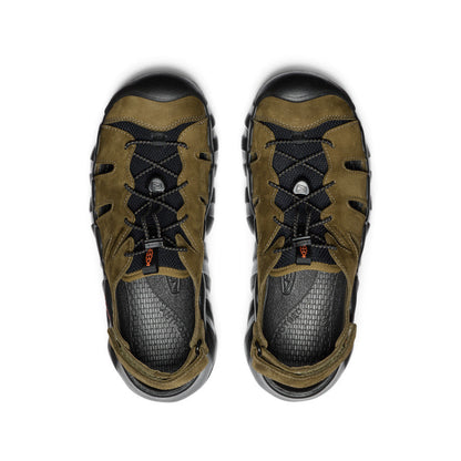 Men's Hyperport Fisherman Leather Sandal Dark Olive/Black | Keen