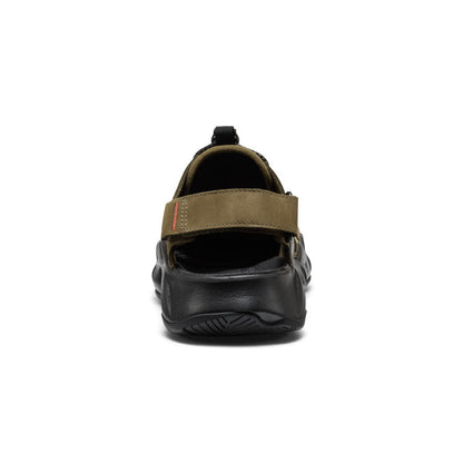 Men's Hyperport Fisherman Leather Sandal Dark Olive/Black | Keen