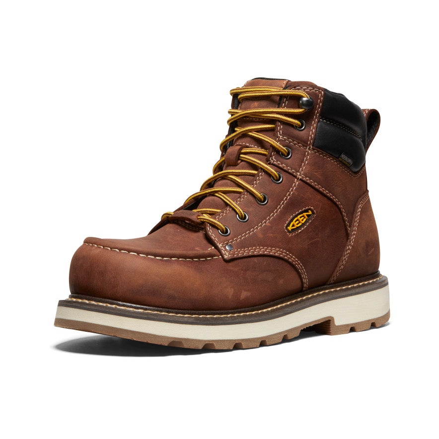 Men's Cincinnati 6" Waterproof 90° Heel Boot (Carbon Toe) Tuscan Red/Sandshell | Keen