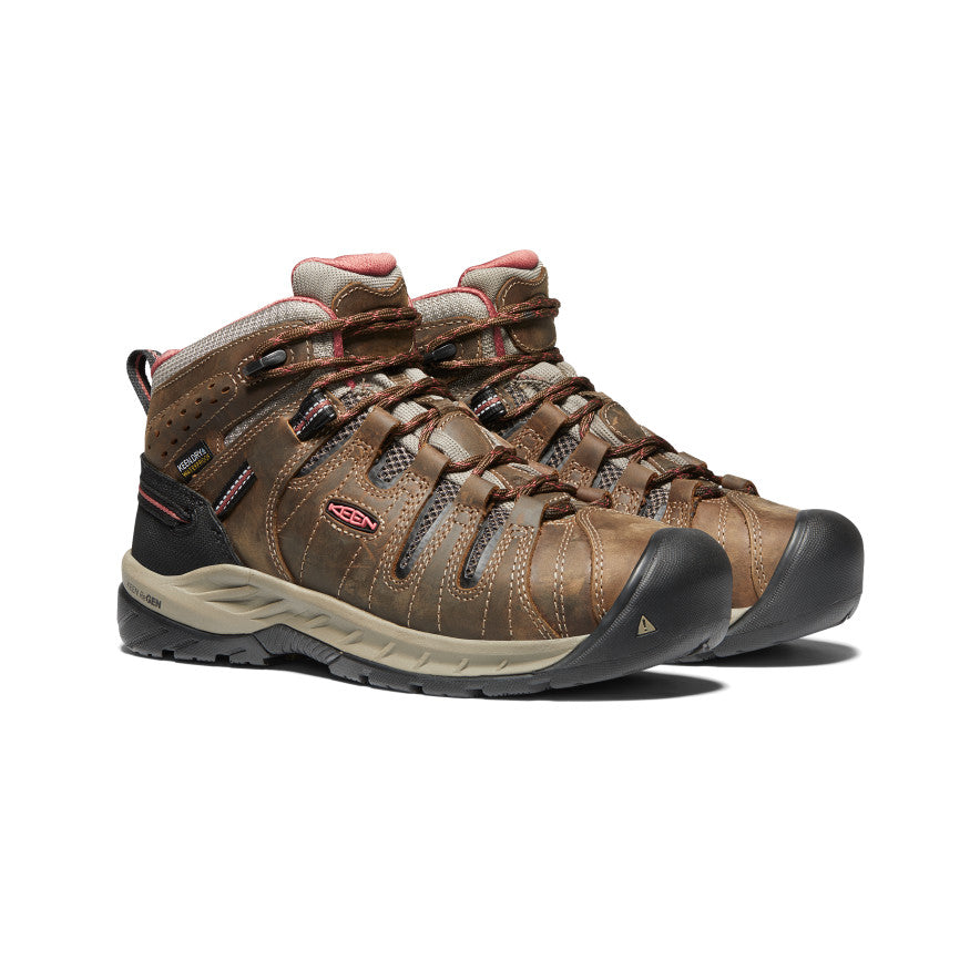 Women's Flint II Waterproof Boot (Soft Toe) Cascade Brown/Brick Dust | Keen