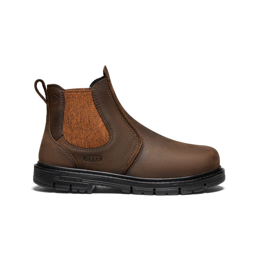 Women's San Jose Chelsea 90° Heel Boot (Aluminum Toe) Cascade Brown/Black | Keen