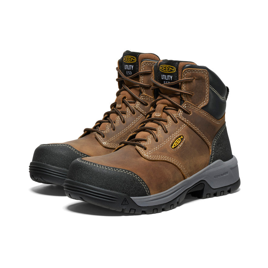 Women's Evanston 6" ESD Boot (Carbon Toe) Bison/Black | Keen