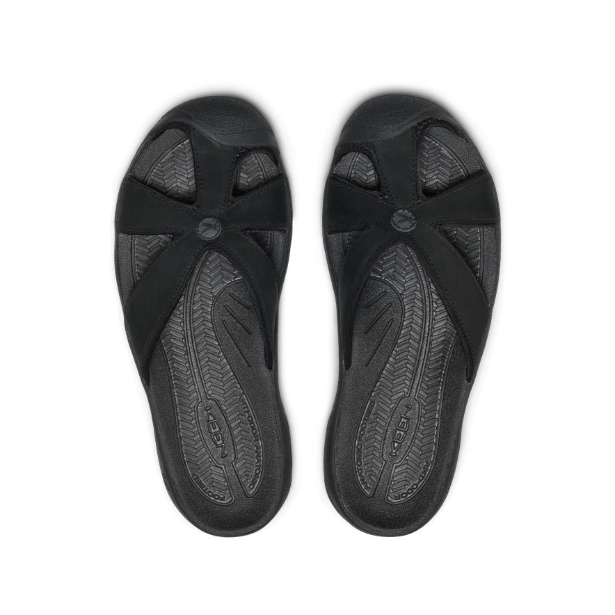Women's Bali Leather Slide Sandal Black/Black | Keen