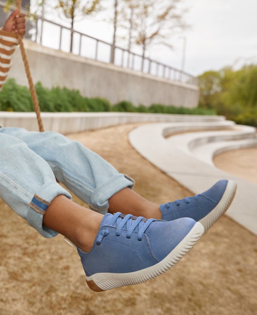 Big Kids' KNX Leather Sneaker Coronet Blue/Vapor | Keen